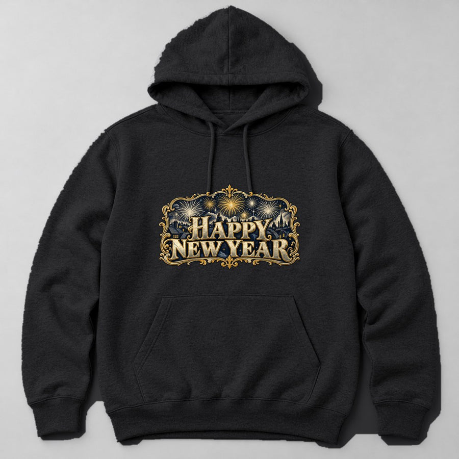 Happy New Year Hoodie in Black