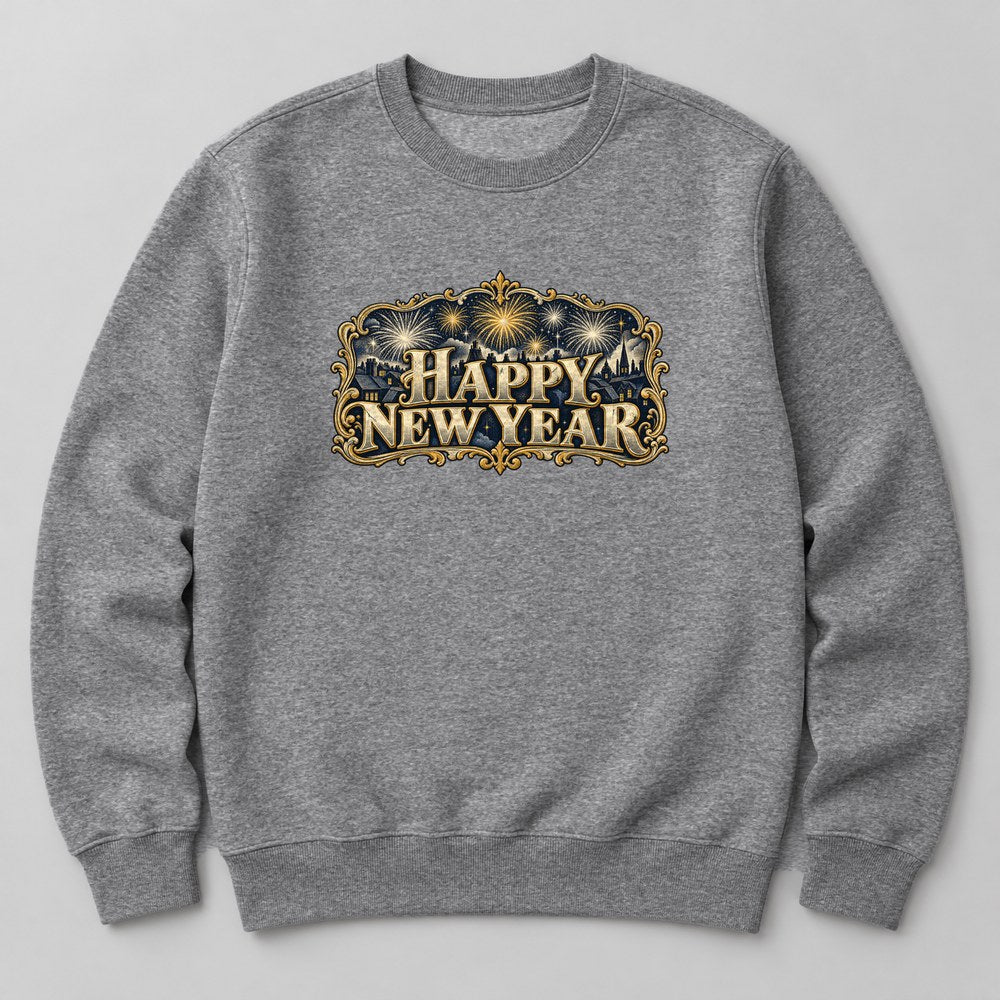 Happy New Year Sweatshirt in Heather Grey
