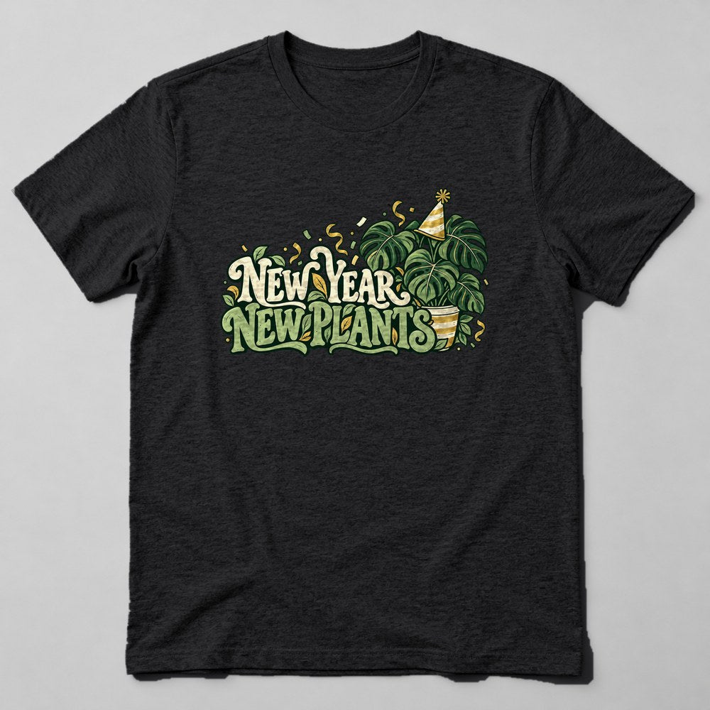 New Year New Plants T-Shirt in Black