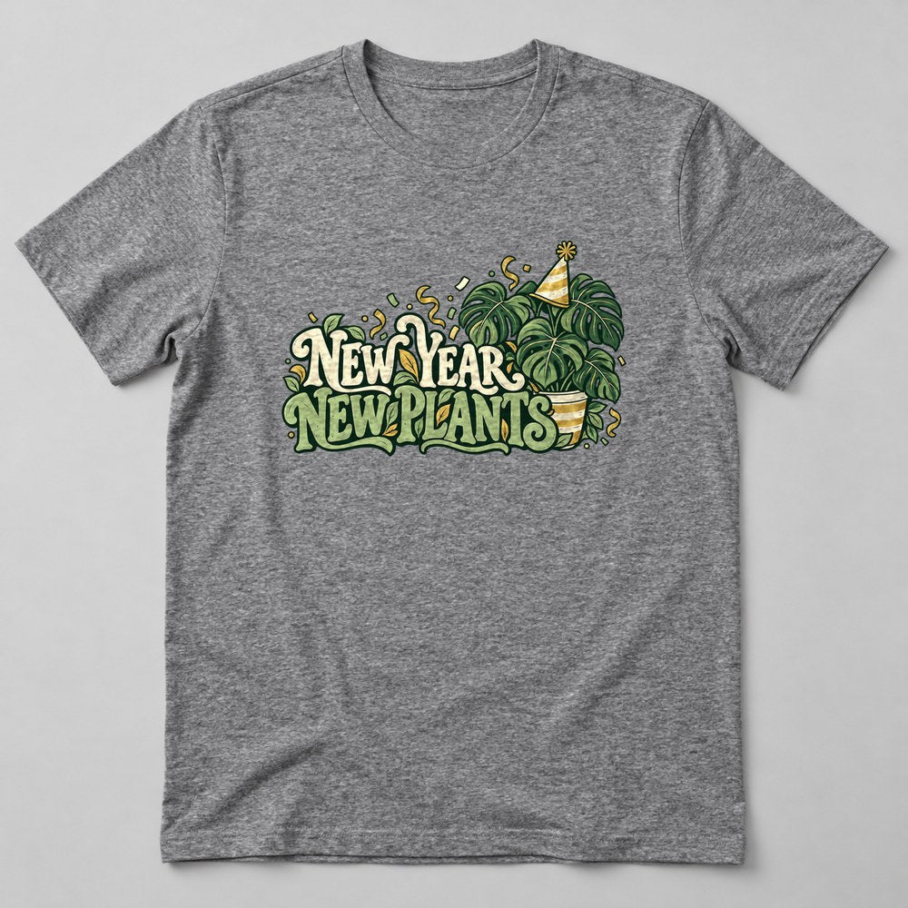 New Year New Plants T-Shirt in Heather Grey