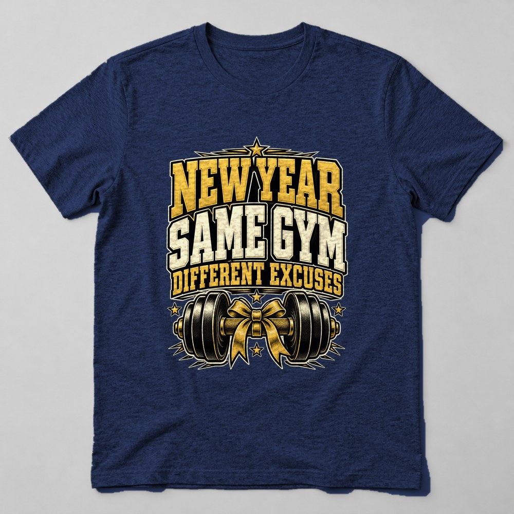 New Year Same Gym Different Excuses T-Shirt in Navy