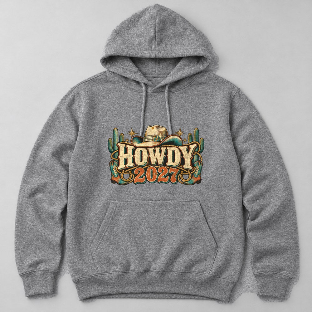 Howdy 2027 Hoodie in Heather Grey