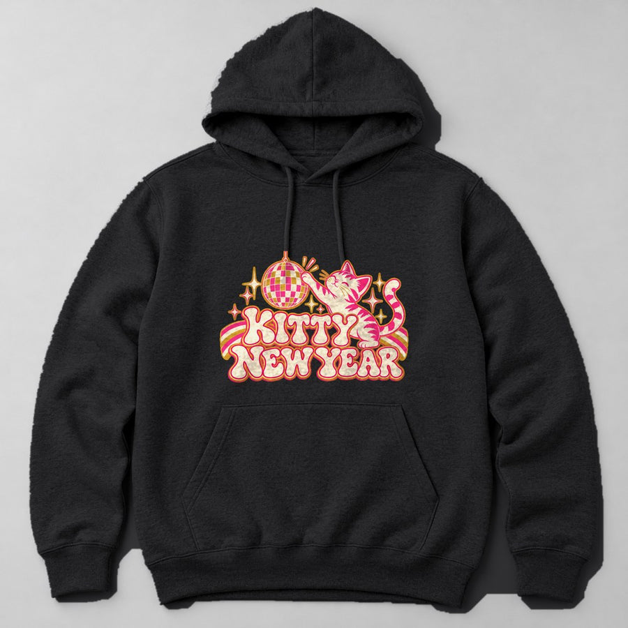 Kitty New Year Hoodie in Black