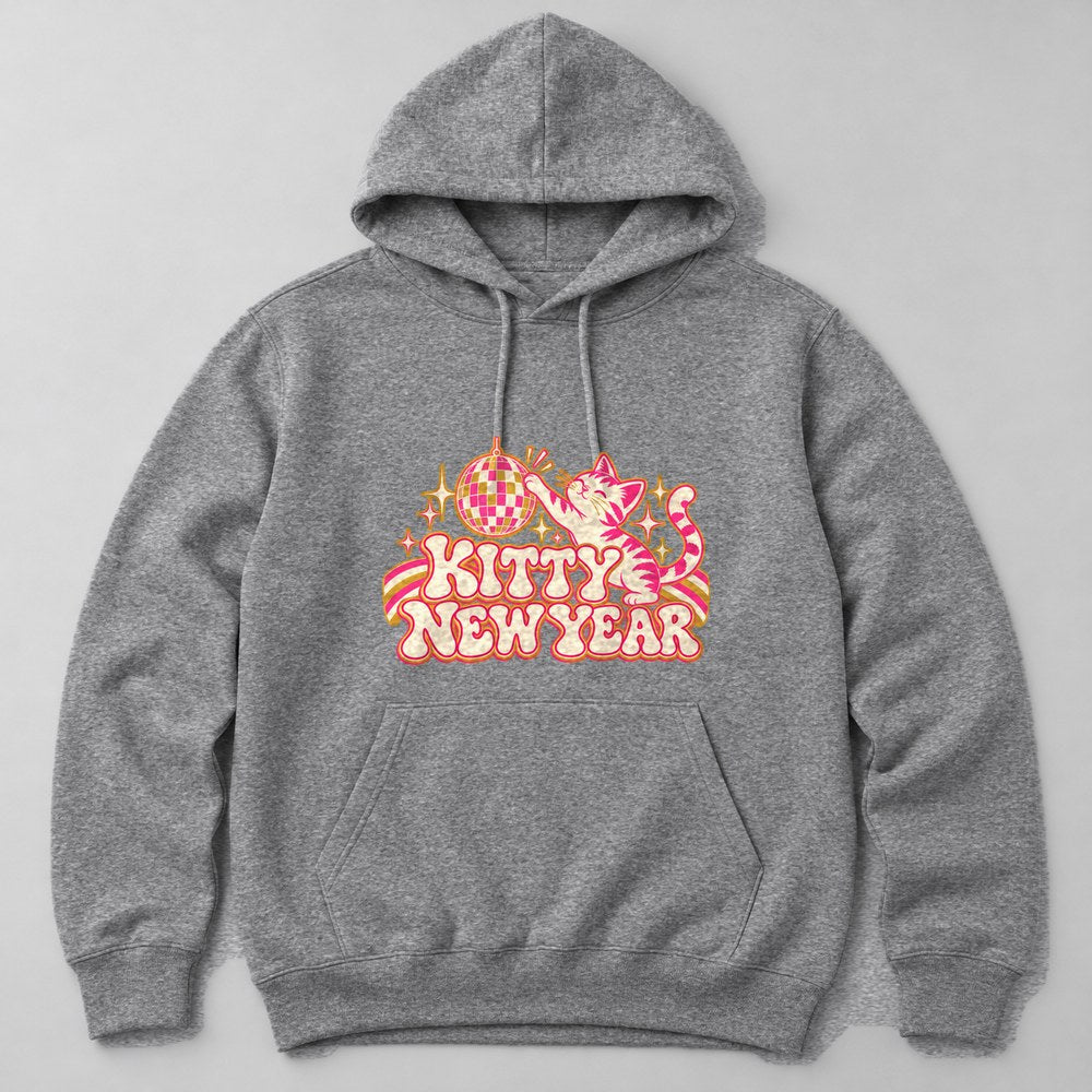 Kitty New Year Hoodie in Heather Grey