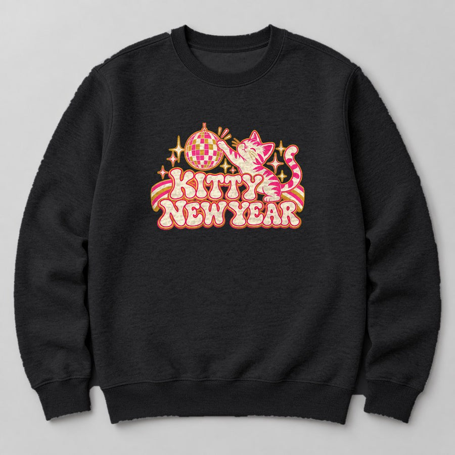 Kitty New Year Sweatshirt in Black
