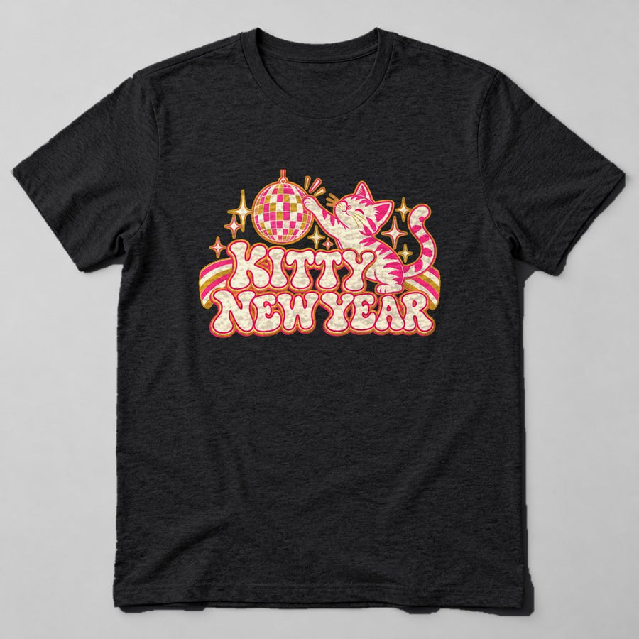 Kitty New Year T-Shirt in Black