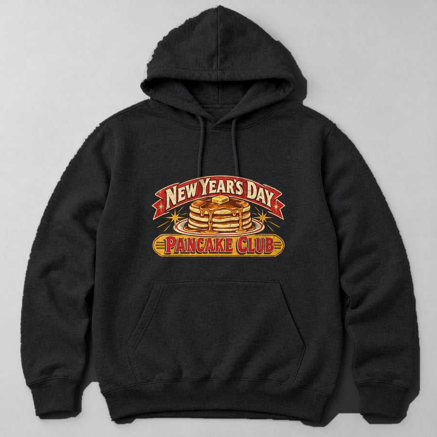 New Year's Day Pancake Club Hoodie in Black