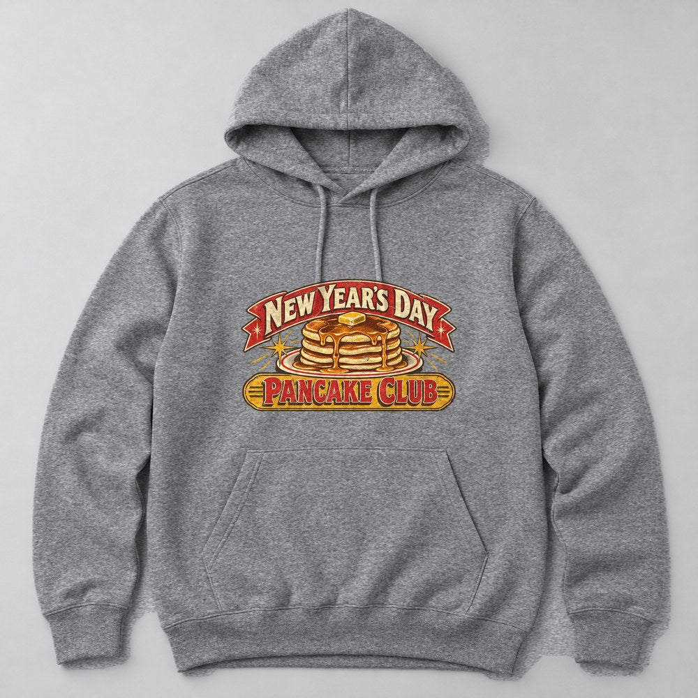 New Year's Day Pancake Club Hoodie in Heather Grey
