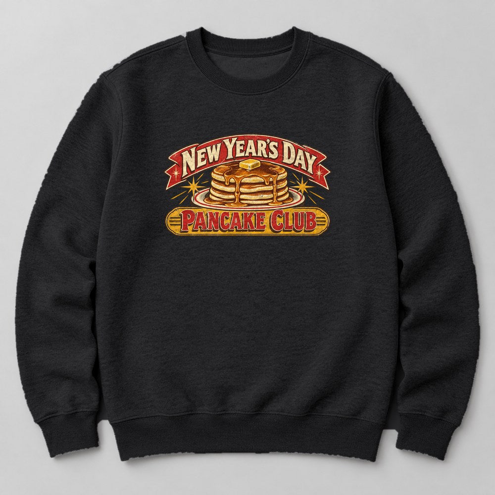 New Year's Day Pancake Club Sweatshirt in Black