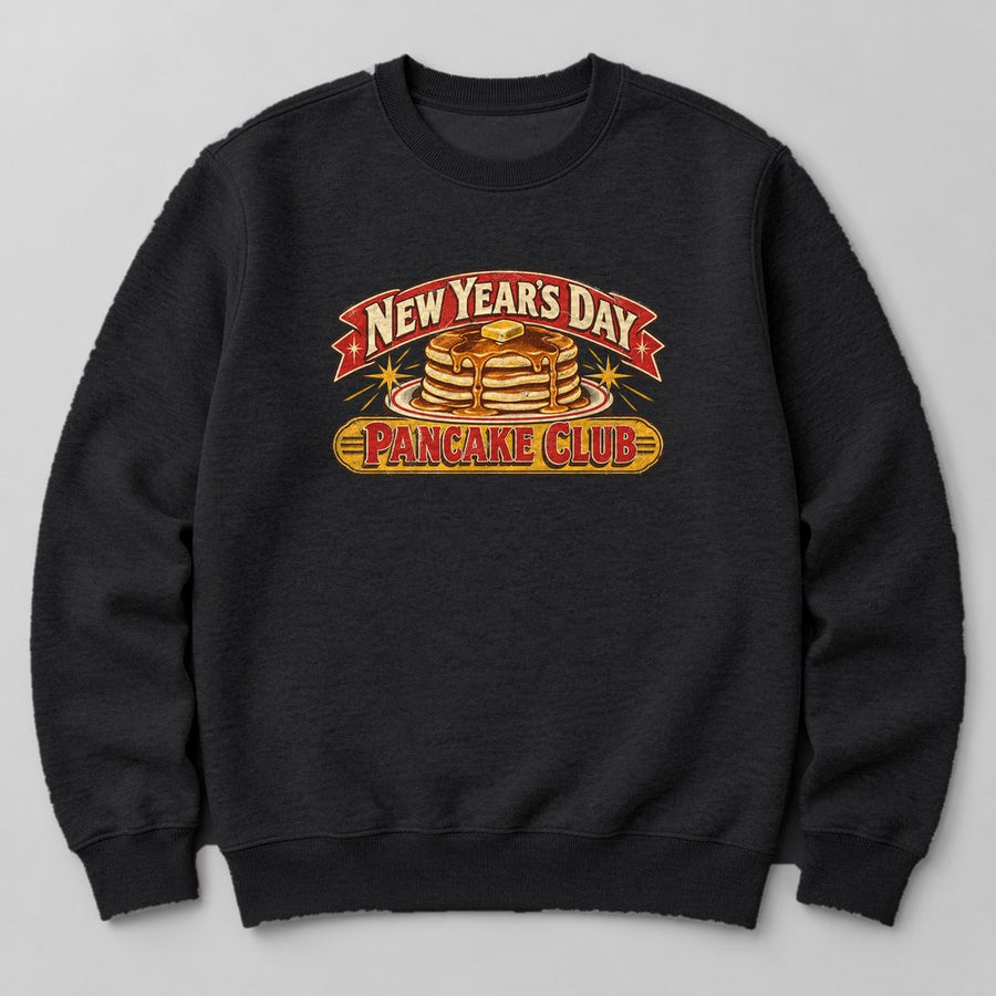 New Year's Day Pancake Club Sweatshirt in Black