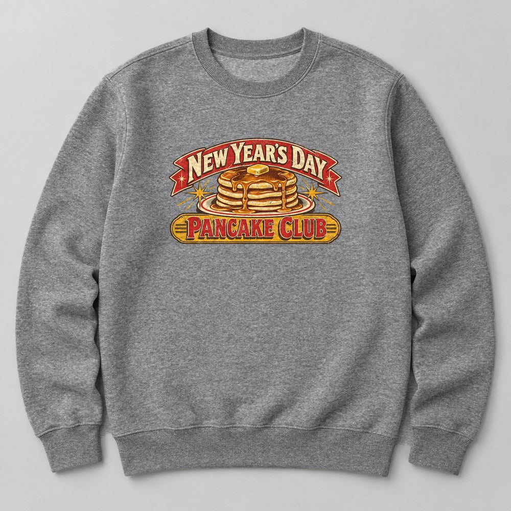 New Year's Day Pancake Club Sweatshirt in Heather Grey