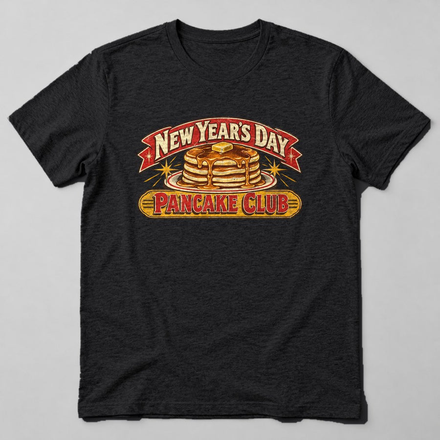 New Year's Day Pancake Club T-Shirt in Black