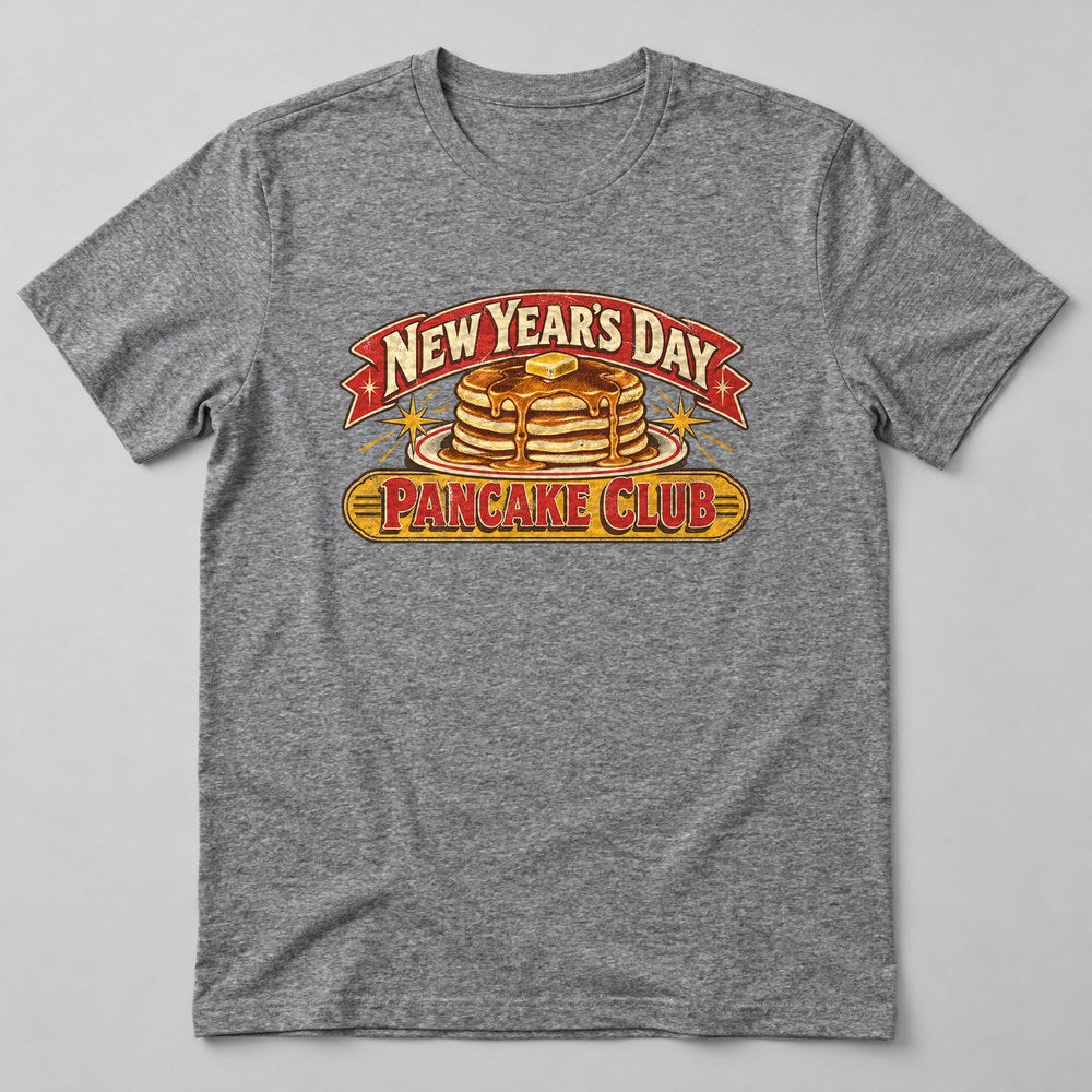 New Year's Day Pancake Club T-Shirt in Heather Grey