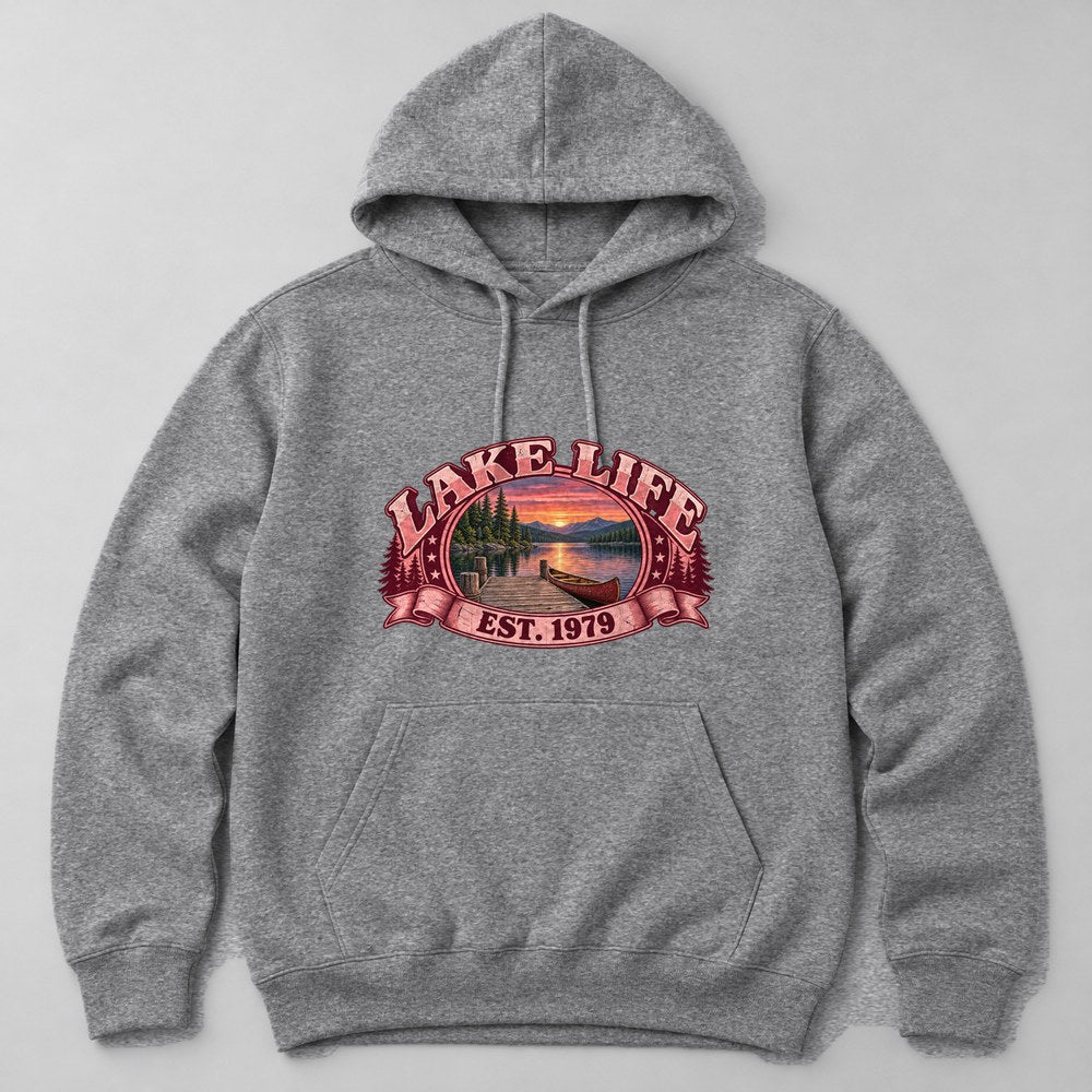 Lake Life Est. 1979 Hoodie in Heather Grey