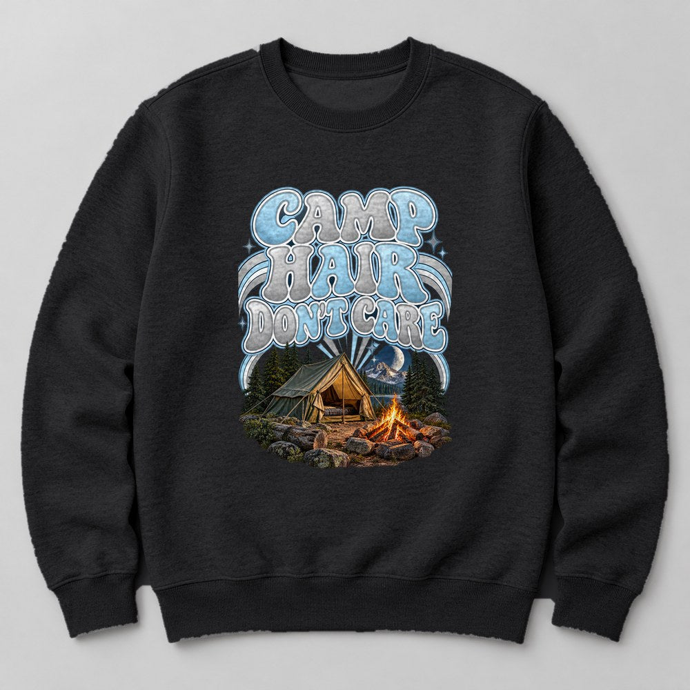 Camp Hair Don't Care Sweatshirt in Black