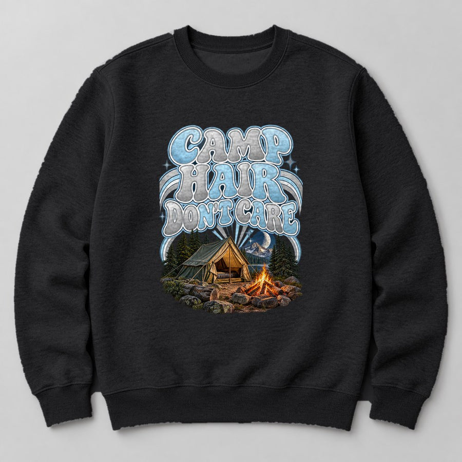 Camp Hair Don't Care Sweatshirt in Black