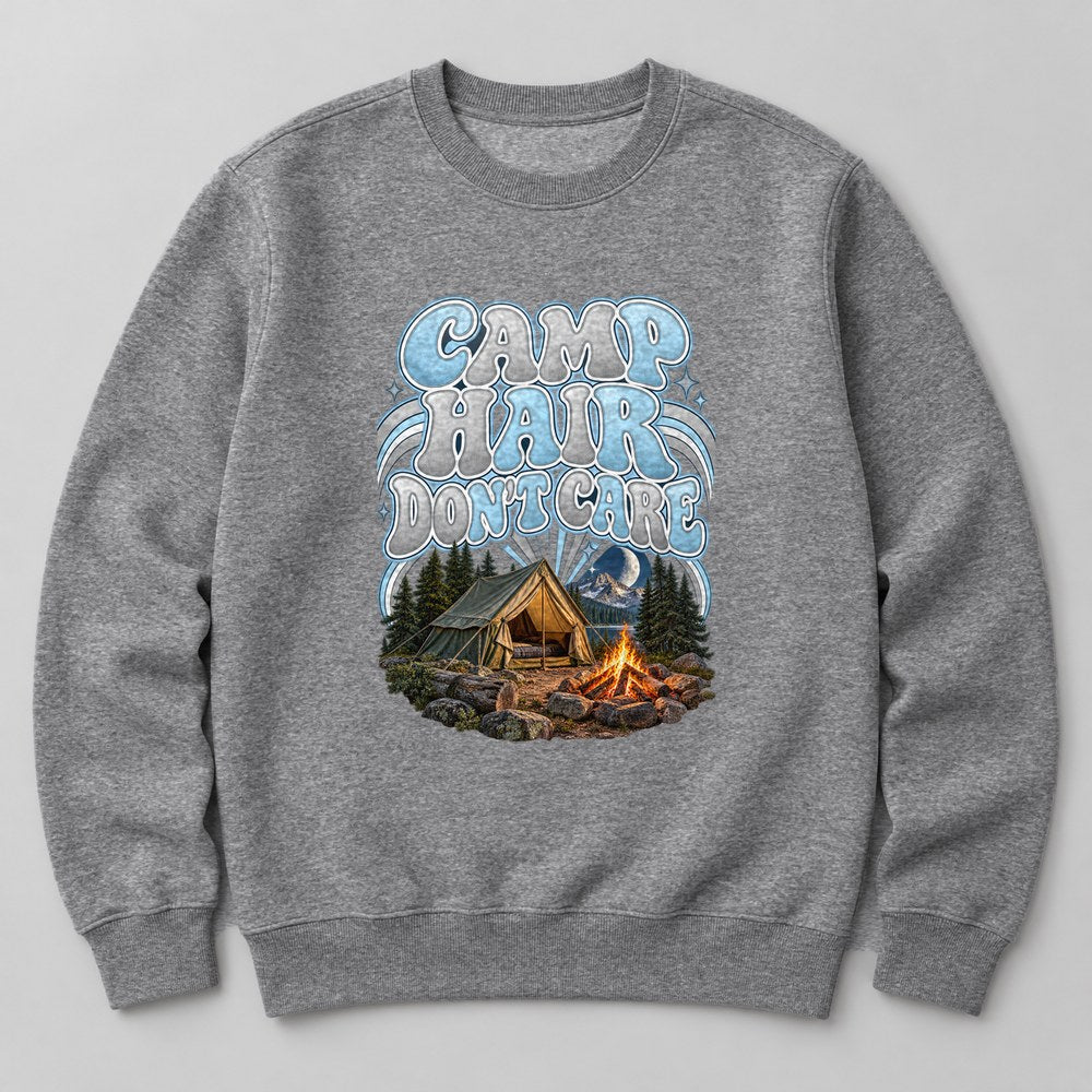 Camp Hair Don't Care Sweatshirt in Heather Grey