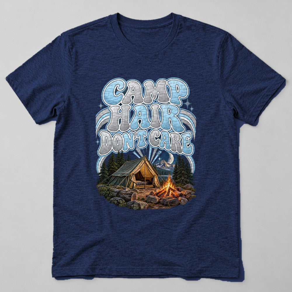 Camp Hair Don't Care T-Shirt in Navy