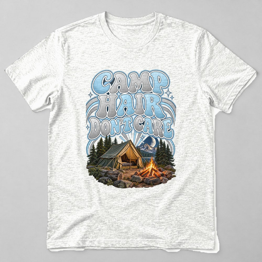 Camp Hair Don't Care T-Shirt in White