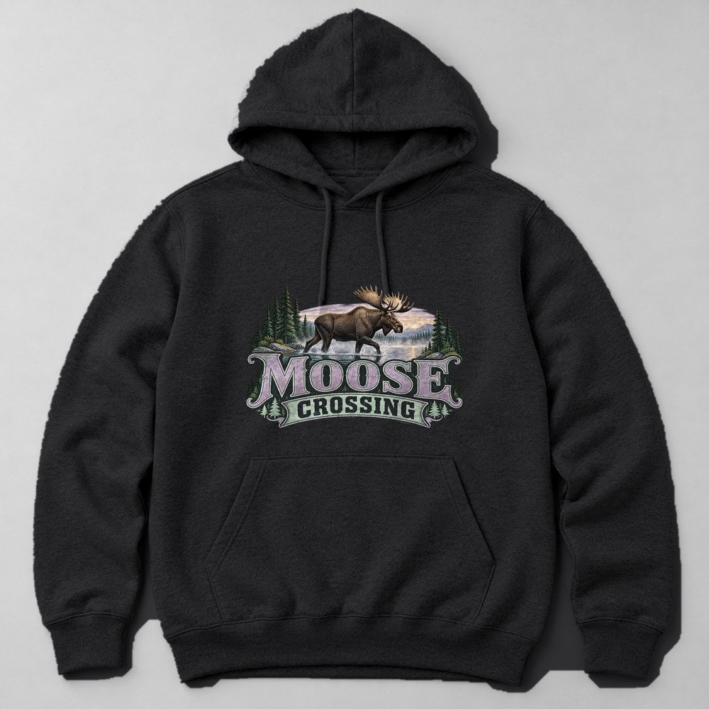 Moose Crossing Hoodie in Black