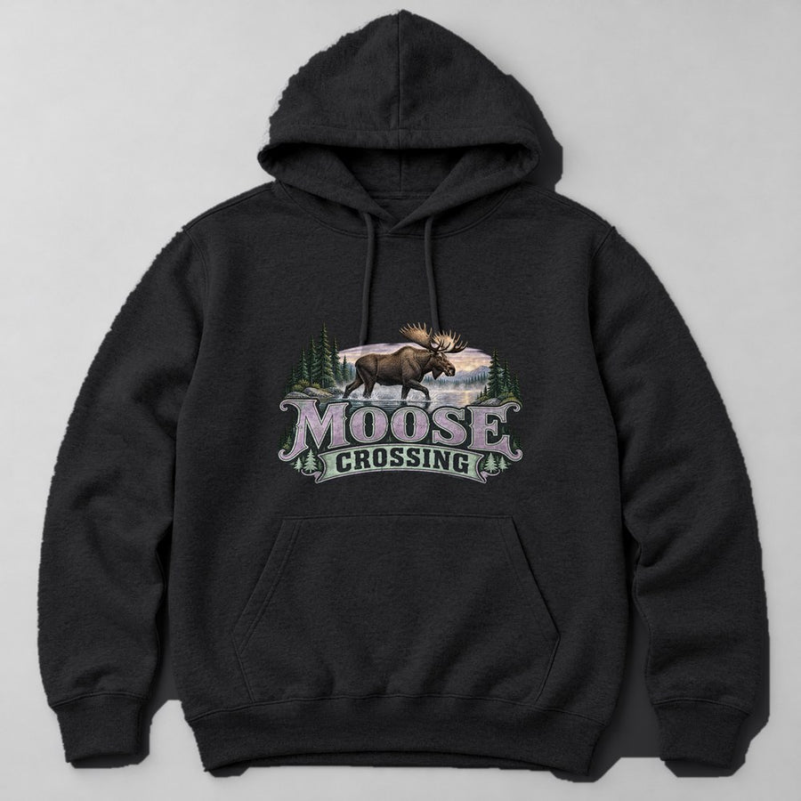 Moose Crossing Hoodie in Black