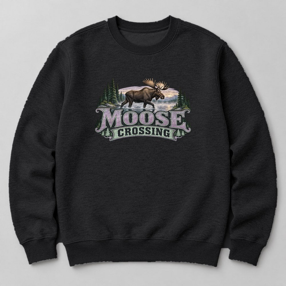 Moose Crossing Sweatshirt in Black