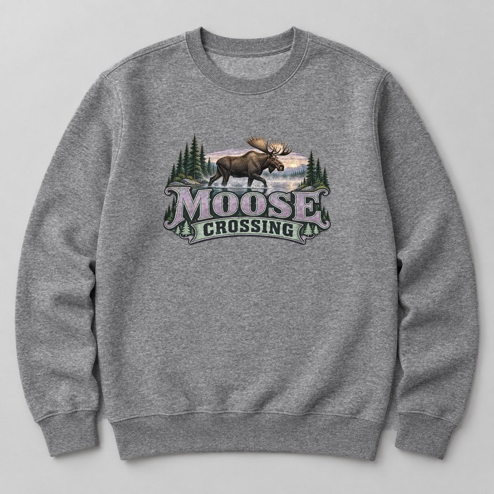 Moose Crossing Sweatshirt in Heather Grey