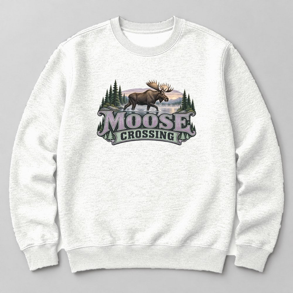 Moose Crossing Sweatshirt in White