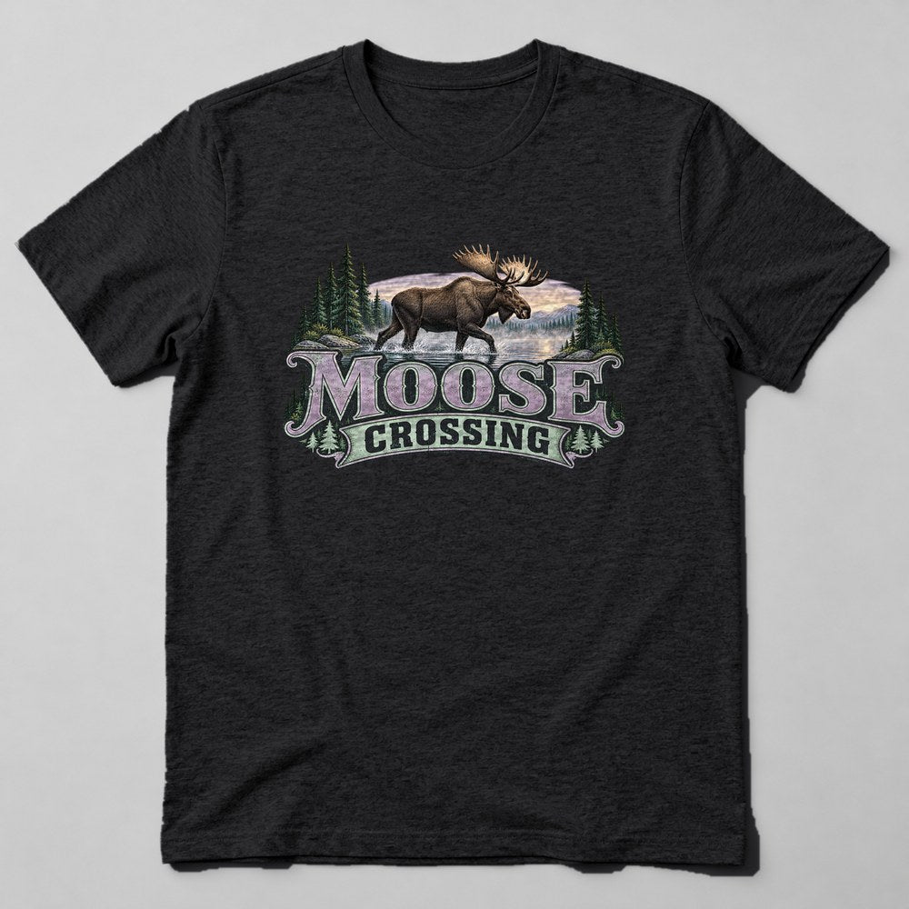 Moose Crossing T-Shirt in Black
