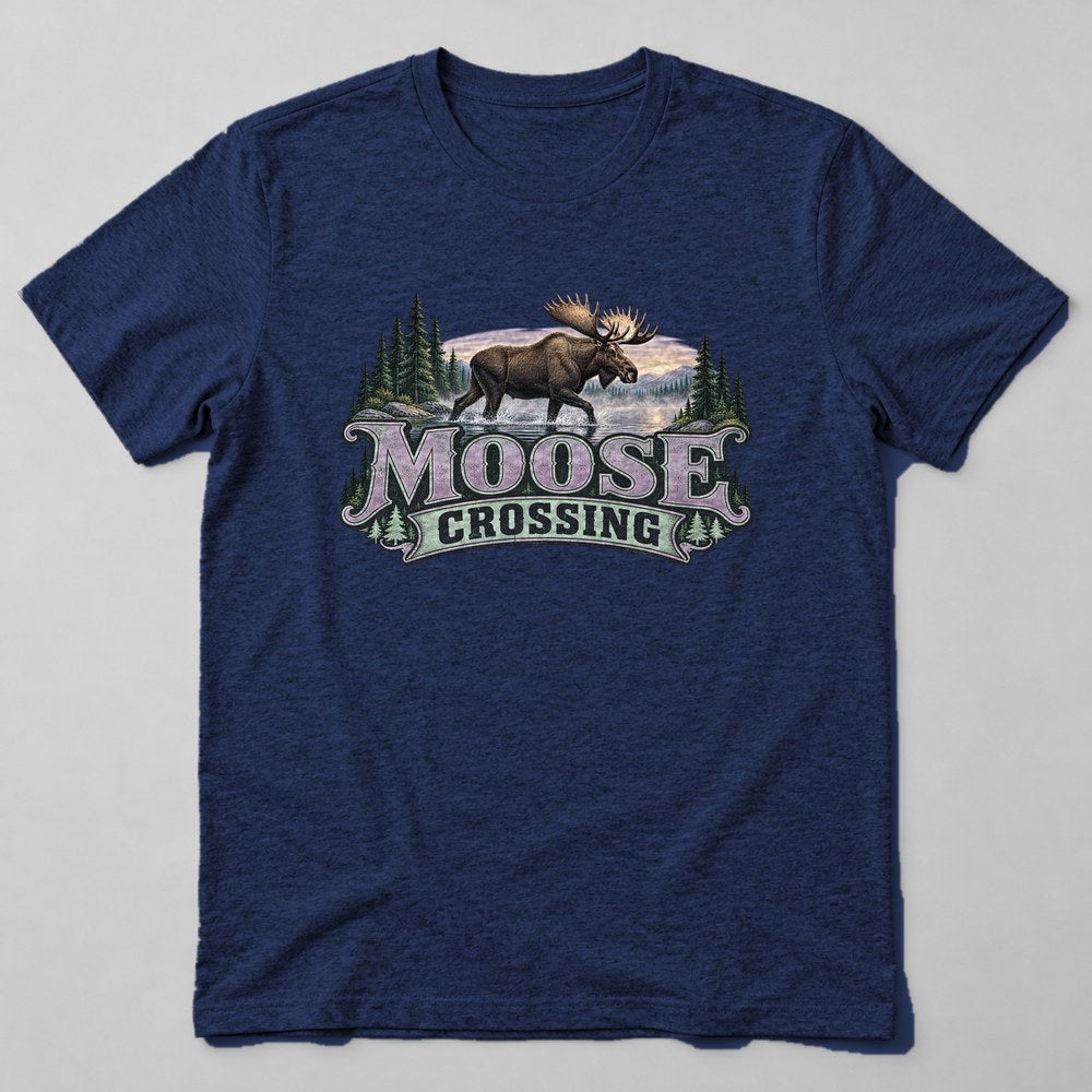 Moose Crossing T-Shirt in Navy