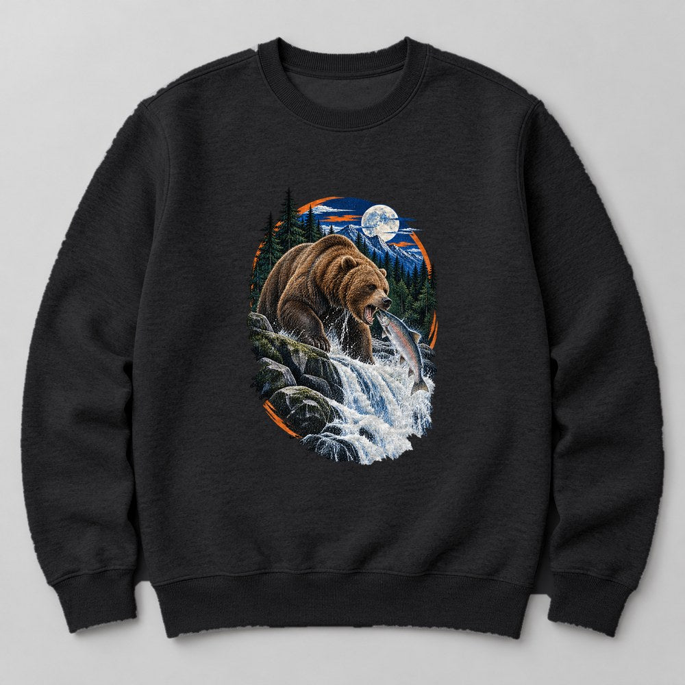 Bear Salmon Sweatshirt in Black