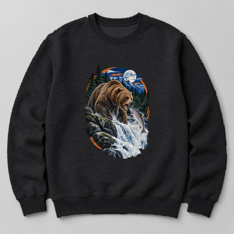 Bear Salmon Sweatshirt in Black