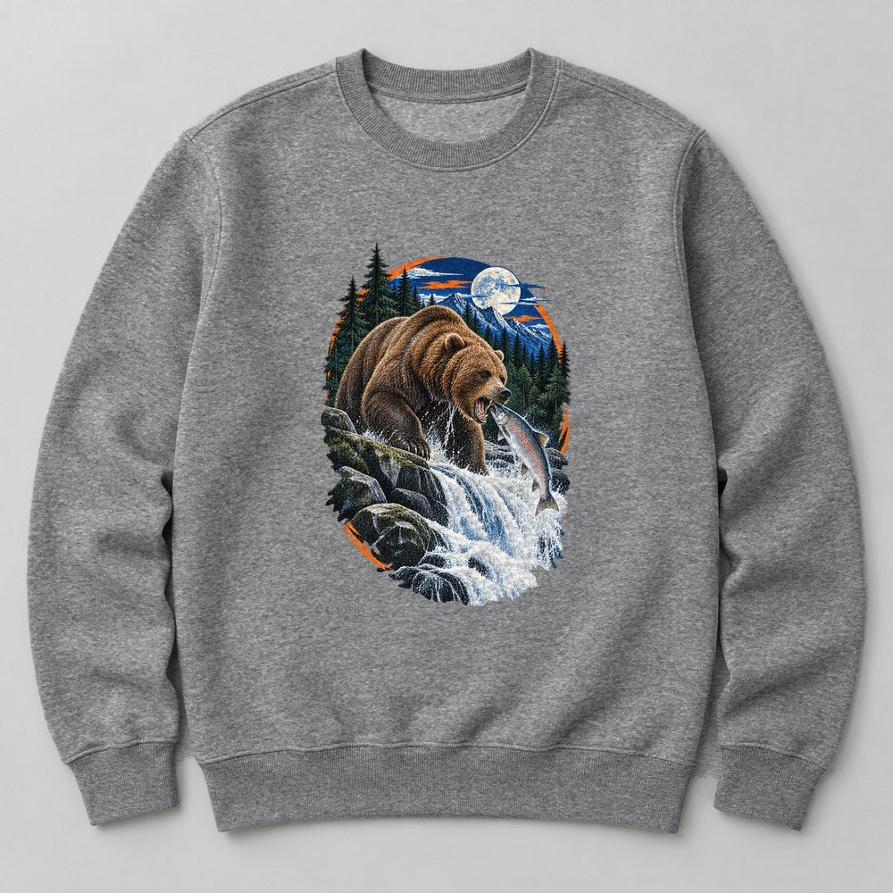 Bear Salmon Sweatshirt in Heather Grey