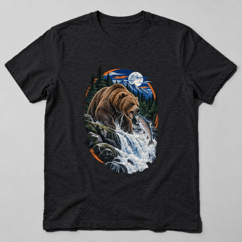 Bear Salmon T-Shirt in Black