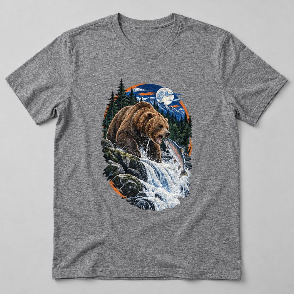 Bear Salmon T-Shirt in Heather Grey
