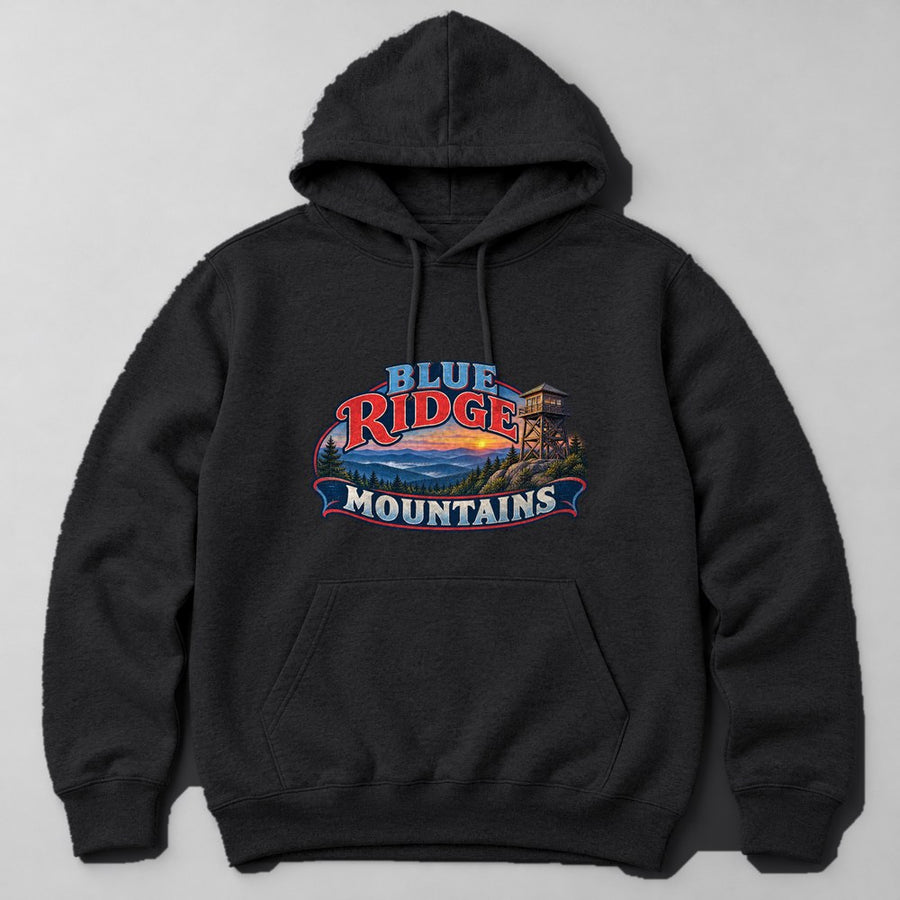 Blue Ridge Mountains Hoodie in Black