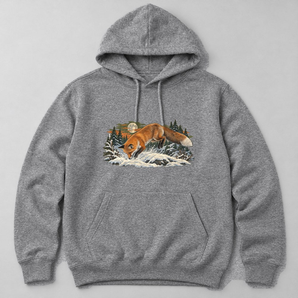 Fox Snow Hoodie in Heather Grey