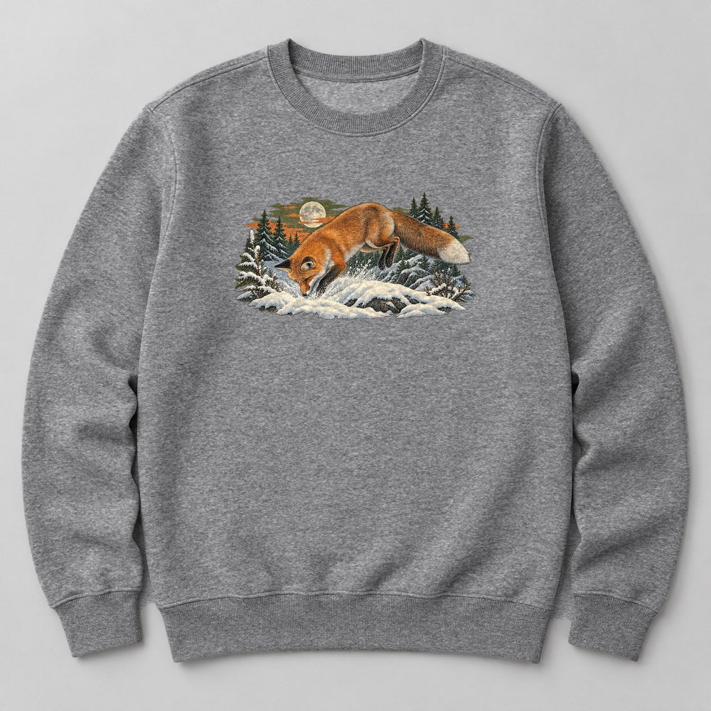 Fox Snow Sweatshirt in Heather Grey