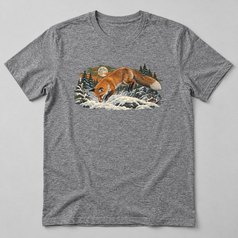 Fox Snow T-Shirt in Heather Grey