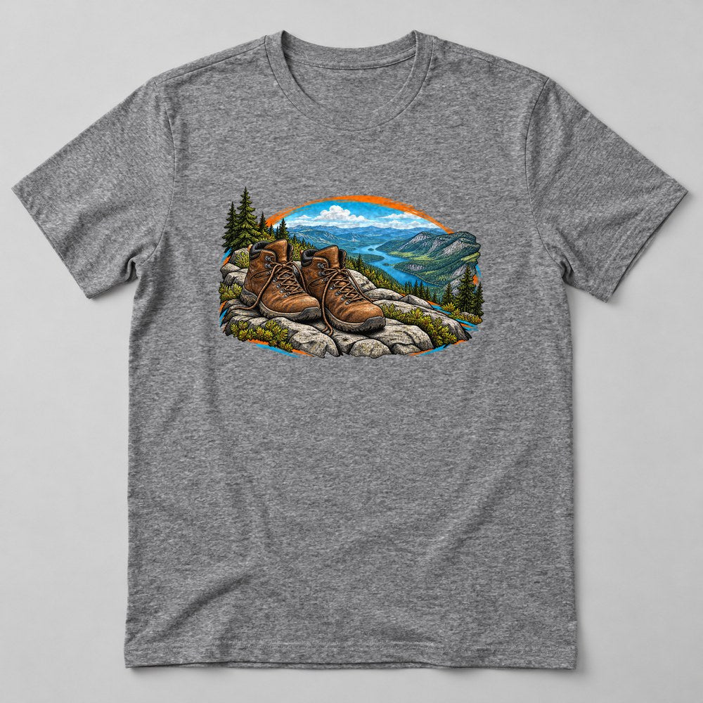 Hiking Boots Trail T-Shirt in Heather Grey