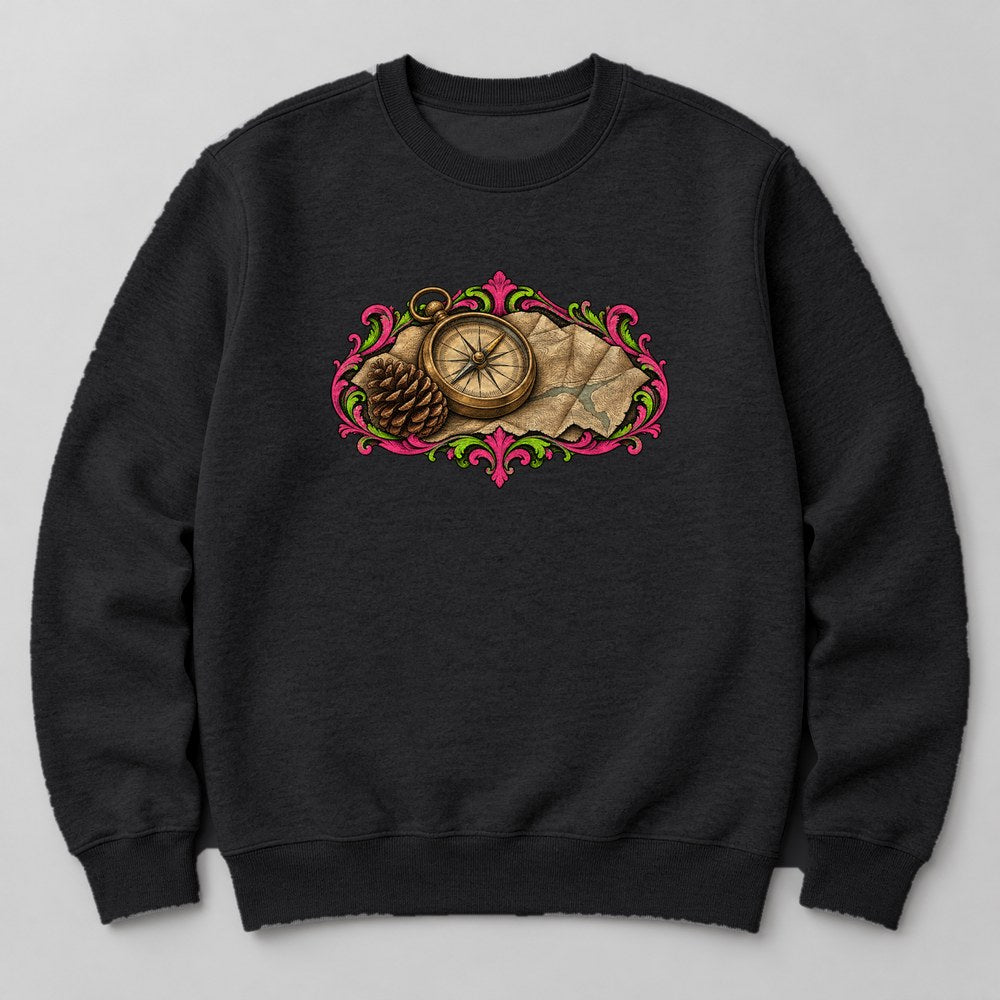 Compass Map Sweatshirt in Black