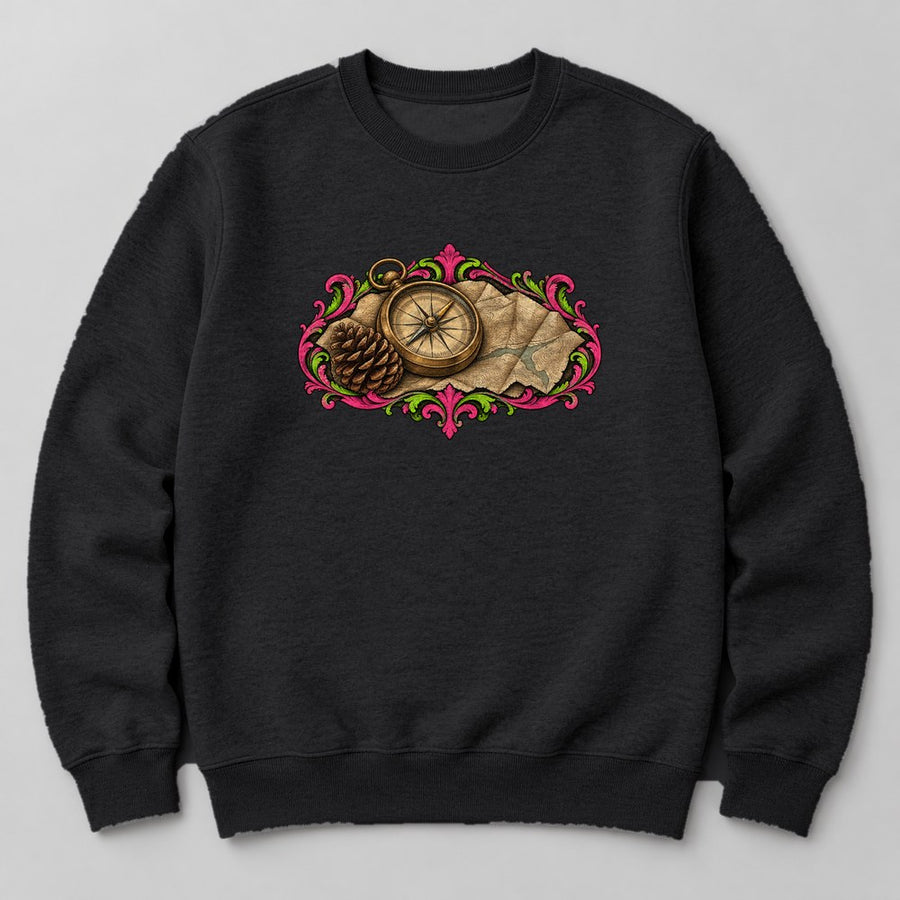 Compass Map Sweatshirt in Black