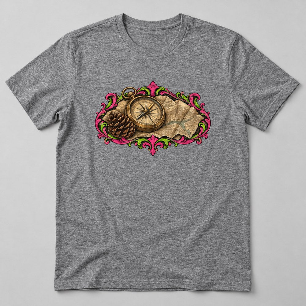 Compass Map T-Shirt in Heather Grey