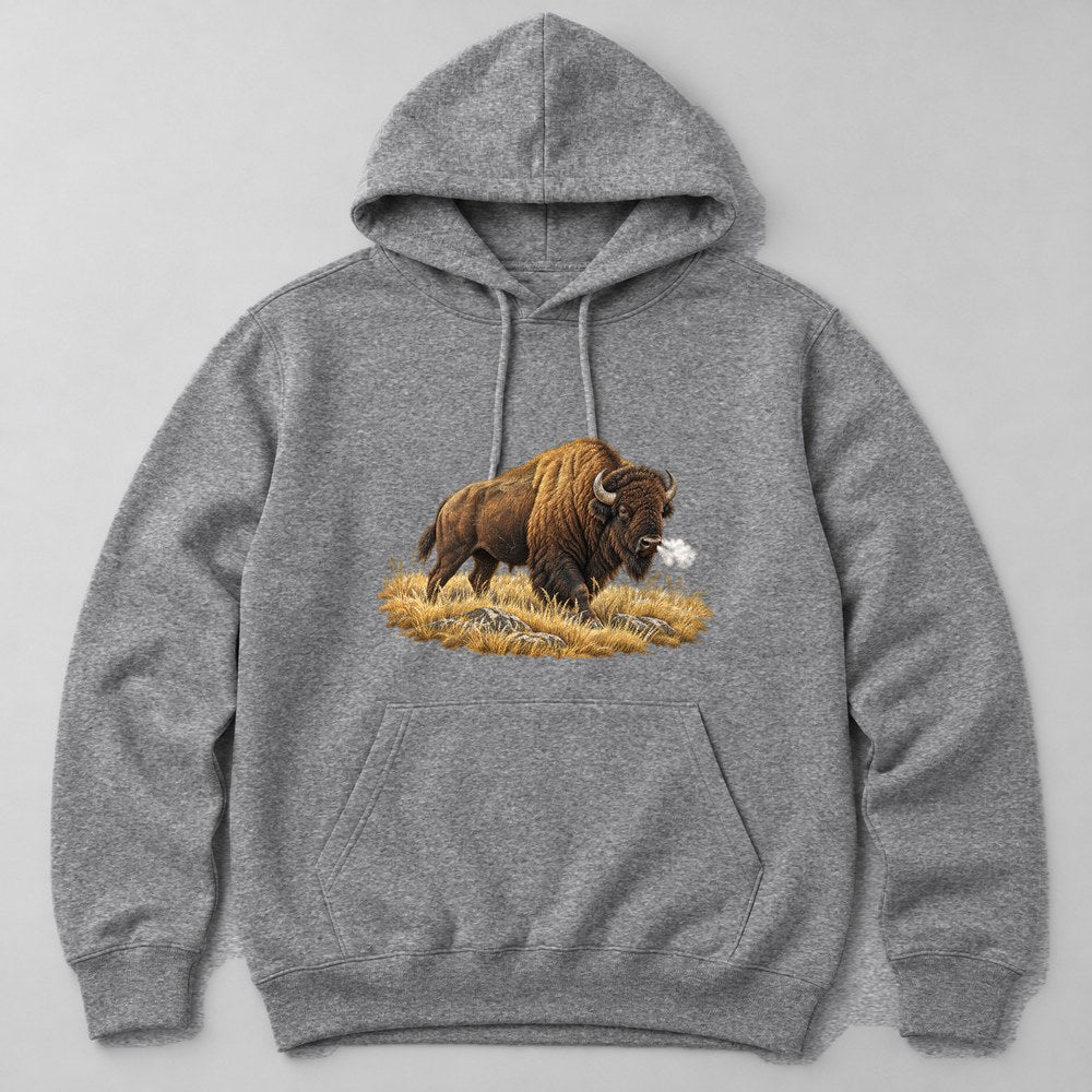 Bison Yellow Grass Hoodie in Heather Grey