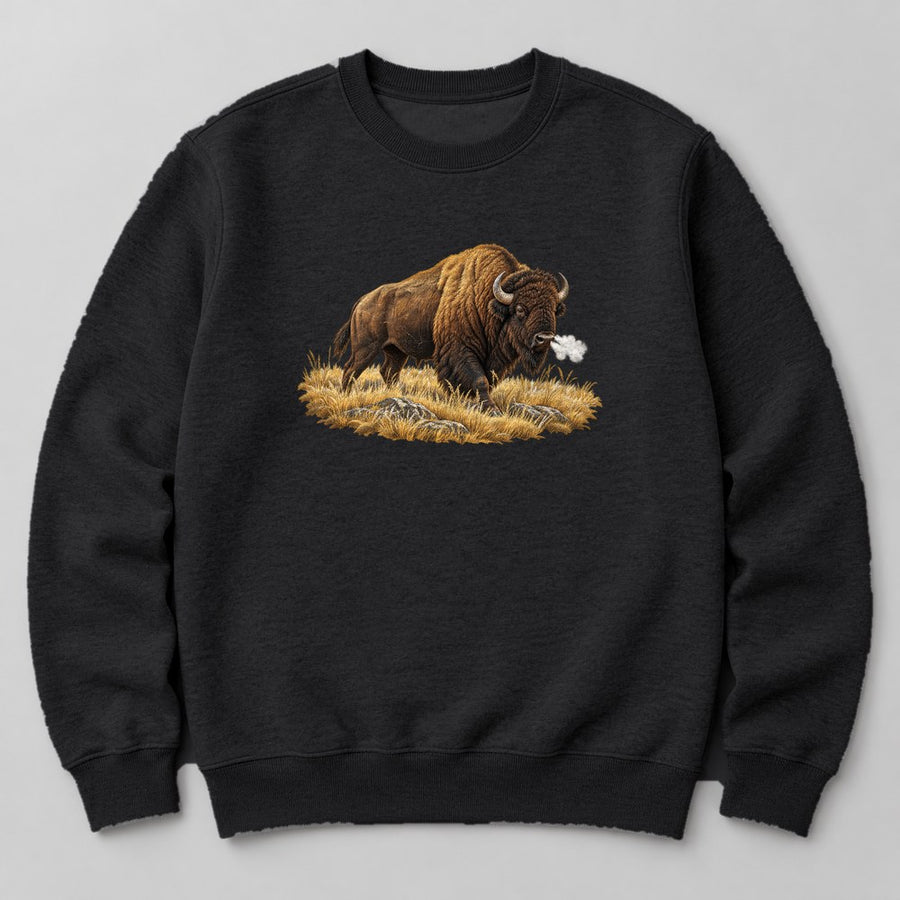 Bison Yellow Grass Sweatshirt in Black