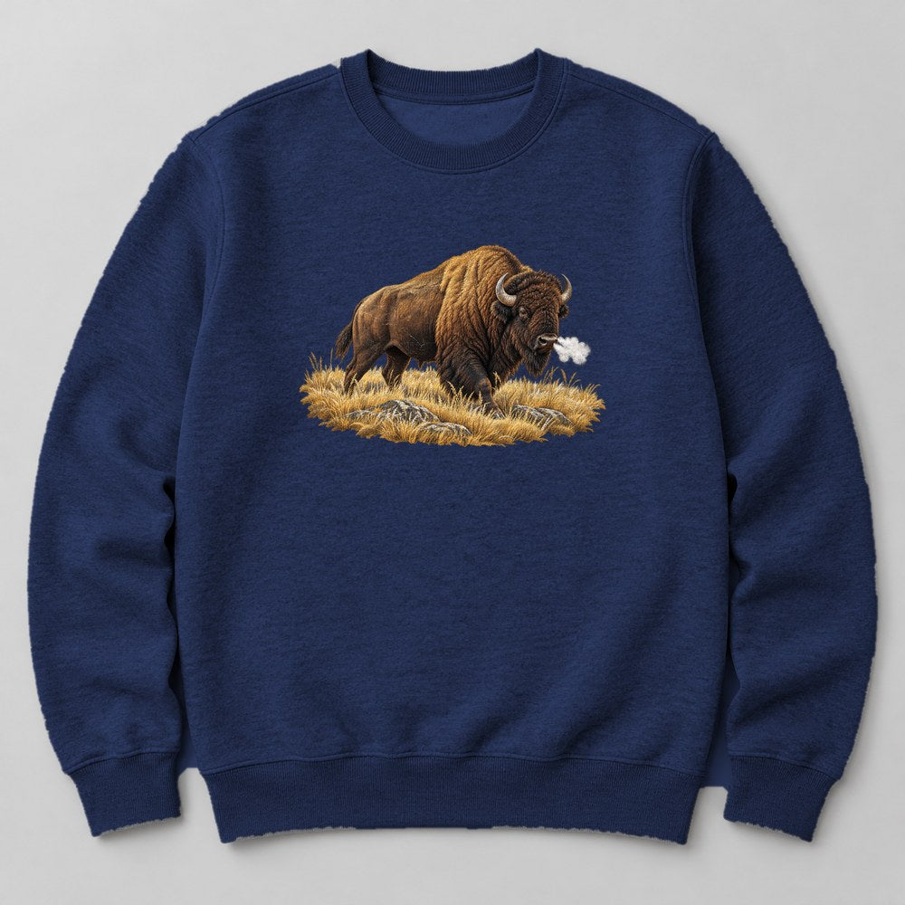 Bison Yellow Grass Sweatshirt in Navy