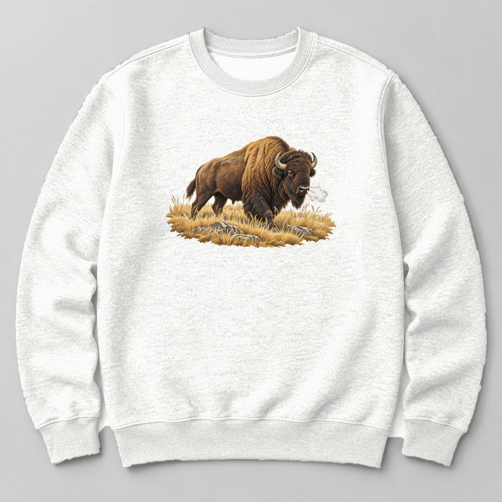 Bison Yellow Grass Sweatshirt in White
