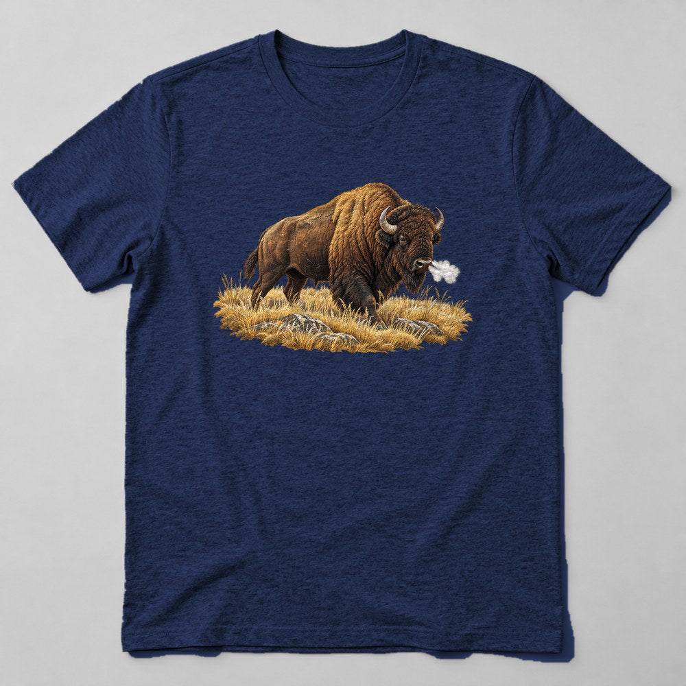 Bison Yellow Grass T-Shirt in Navy