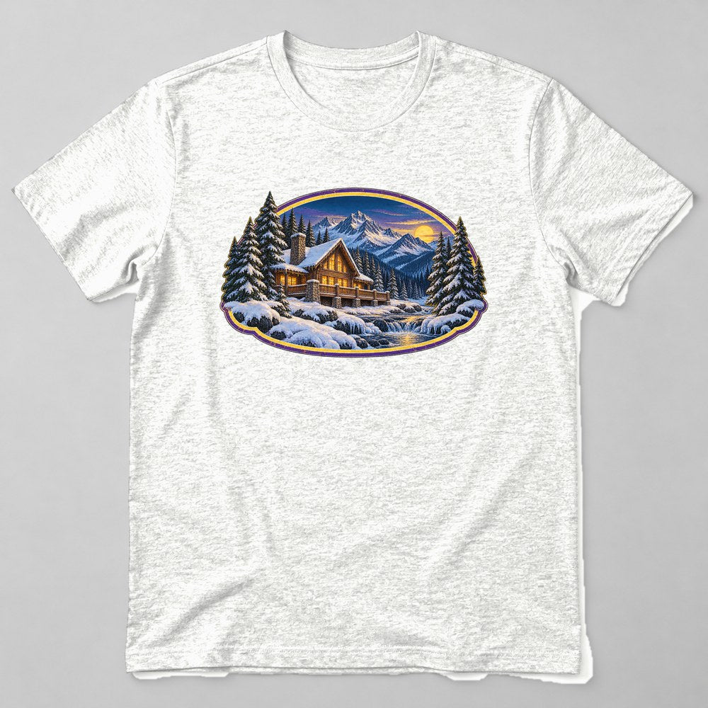 Pine Cabin Snow T-Shirt in White