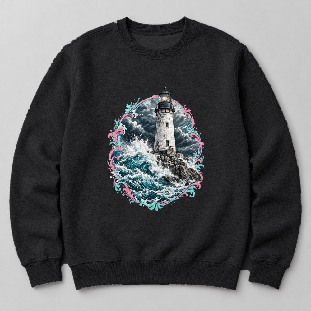 Lighthouse Storm Sweatshirt in Black